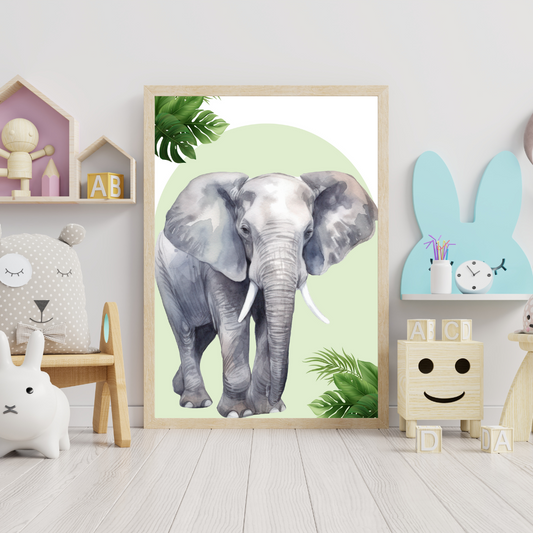 Safari Elephant Nursery Print