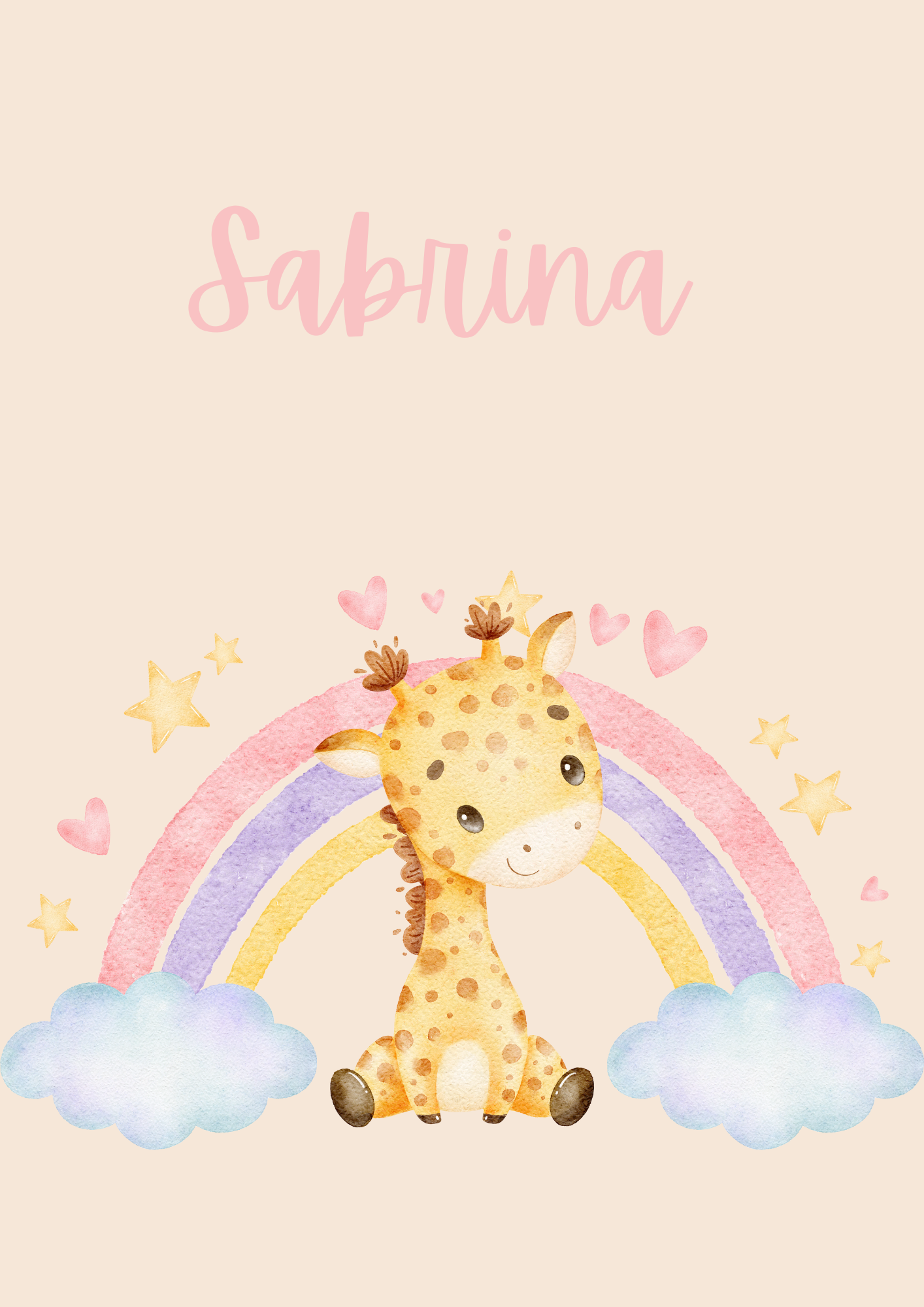 Personalized Rainbow Giraffe