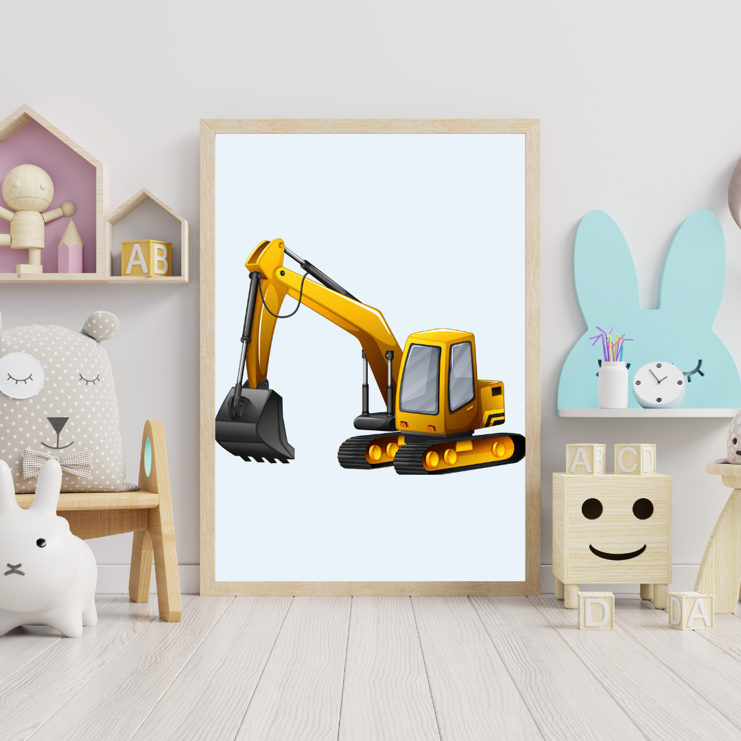 Excavator Nursery Print