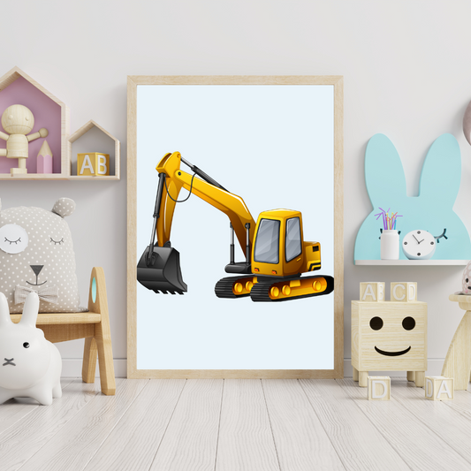 Excavator Nursery Print