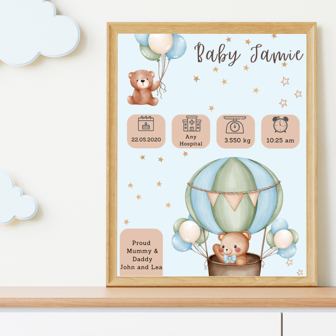 Personalised Nursery Bear Print