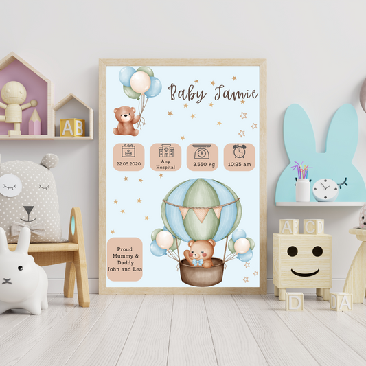 Personalised Nursery Bear Print