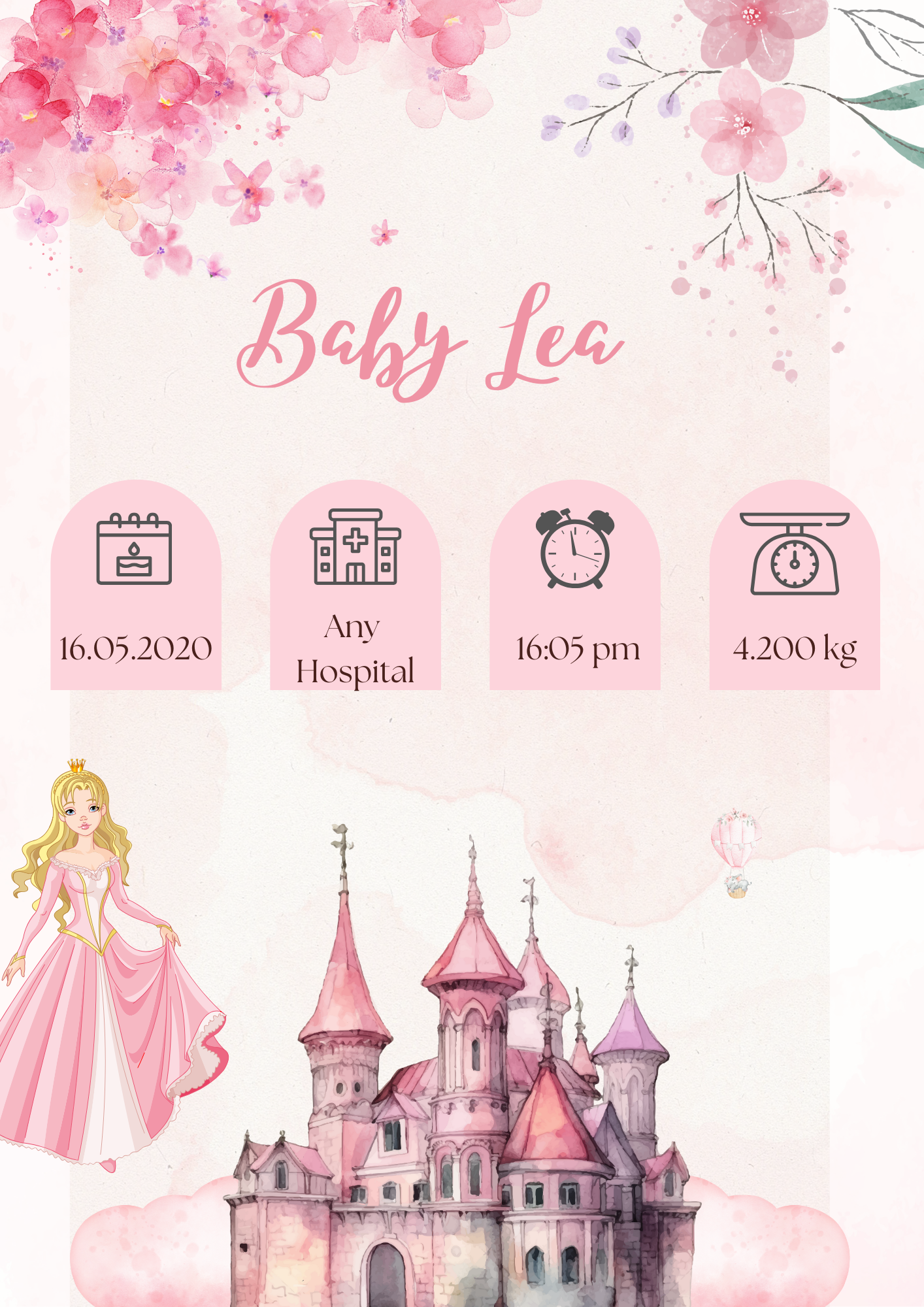 Personalised Princess Nursery Print