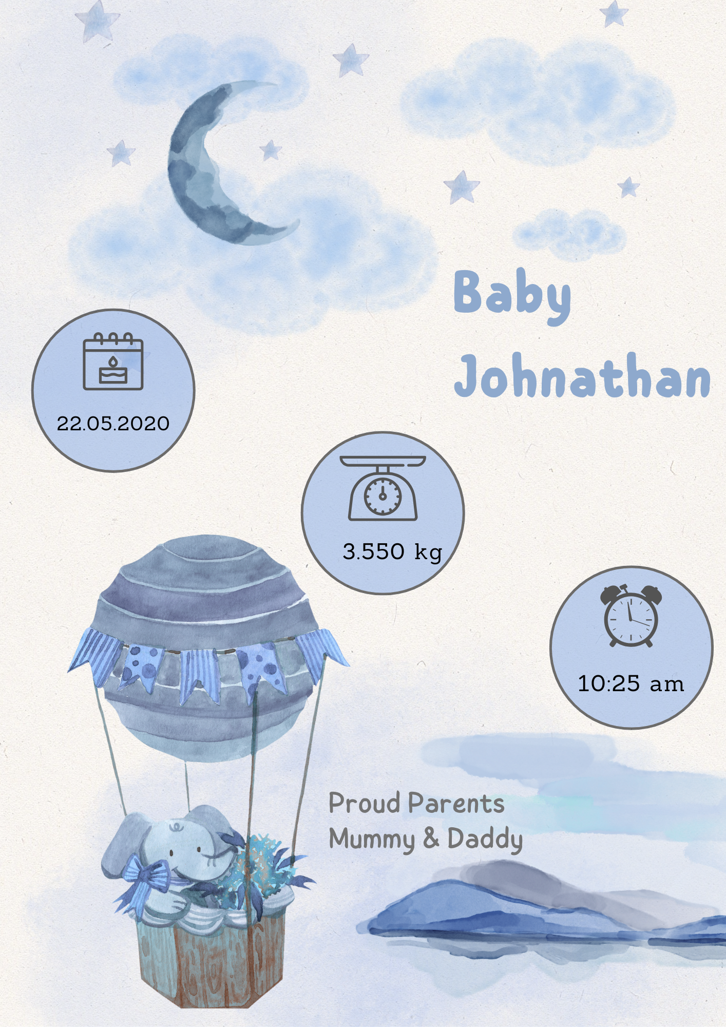 Personalised Baby Night Print